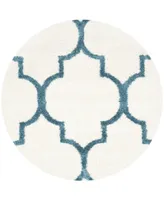 Safavieh Shag Kids SGK566 Ivory and Blue 6'7" x 6'7" Round Area Rug