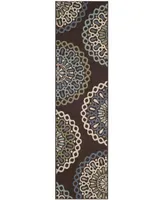 Safavieh Veranda VER092 Chocolate and Blue 2'3" x 8' Runner Outdoor Area Rug