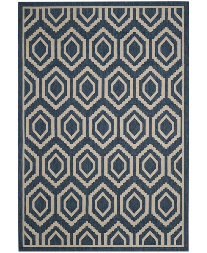 Safavieh Courtyard CY6902 Navy and Beige 6'7" x 9'6" Sisal Weave Outdoor Area Rug