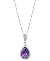 Diamond Accented Semi Precious Pendant Necklace In 14k White Yellow Or Rose Gold