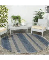 Safavieh Courtyard CY8464 Gray and Navy 6'7" x 6'7" Round Outdoor Area Rug