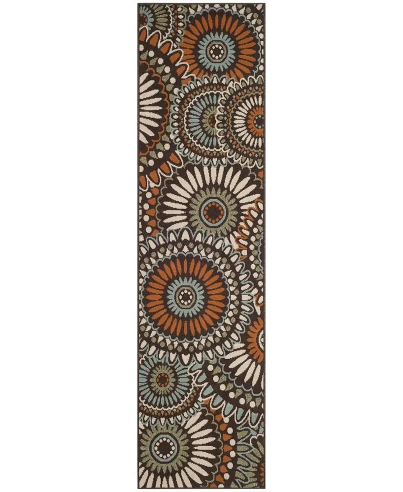 Safavieh Veranda VER091 Chocolate and Terracotta 2'3" x 8' Runner Outdoor Area Rug