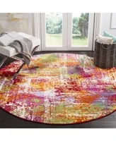 Safavieh Watercolor WTC695 Orange and Green 6'7" x 6'7" Round Area Rug