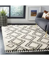 Safavieh Moroccan Fringe Shag MFG247 Cream and Charcoal 5'1" X 7'6" Area Rug