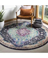 Safavieh Monaco MNC249 Black and Blue 6'7" x 6'7" Round Area Rug