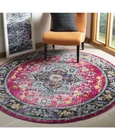 Safavieh Monaco MNC253 Fuchsia and Gray 6'7" x 6'7" Round Area Rug