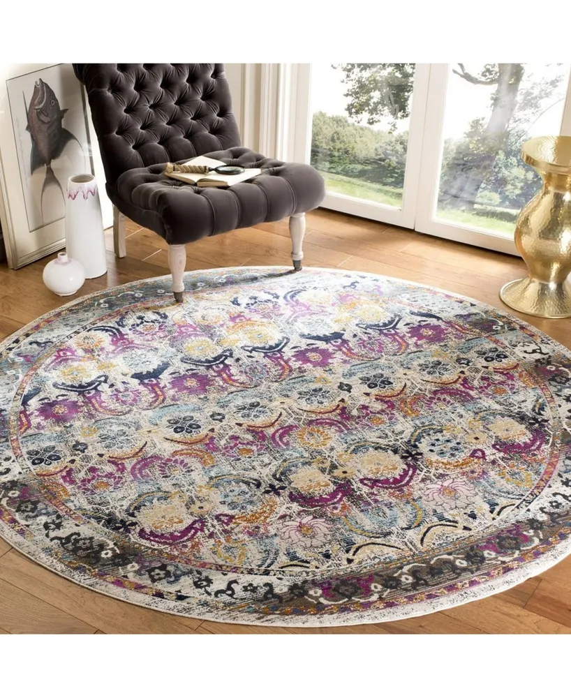 Safavieh Baldwin BDN196 Cream and Multi 6'7" x 6'7" Round Area Rug