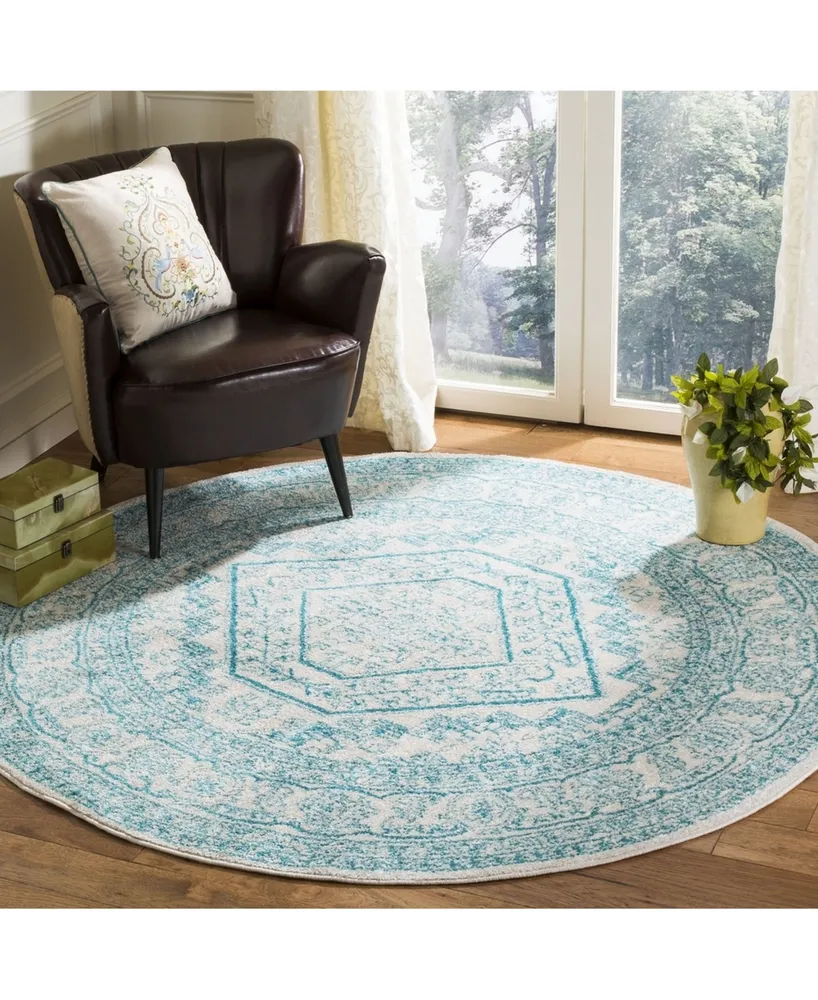 Safavieh Adirondack Ivory and Teal 6' x 6' Round Area Rug