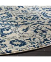 Safavieh Evoke EVK238 Ivory and Blue 6'7" x 6'7" Round Area Rug