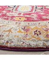 Safavieh Monaco MNC256 Fuchsia and Light Gray 6'7" x 6'7" Round Area Rug