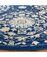 Safavieh Evoke EVK252 Navy and Ivory 6'7" x 6'7" Round Area Rug