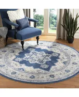 Safavieh Brentwood BNT865 Navy and Creme 6'7" x 6'7" Round Area Rug