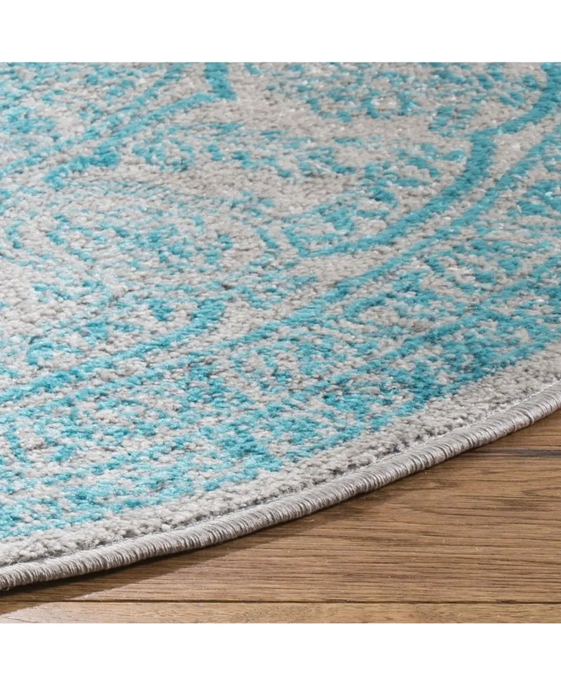 Safavieh Adirondack 108 Light Gray and Teal 6' x 6' Round Area Rug