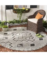 Safavieh Courtyard CY8533 Gray and Black 6'7" x 6'7" Round Outdoor Area Rug