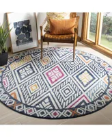 Safavieh Evoke EVK286 Navy and Ivory 6'7" x 6'7" Round Area Rug