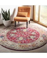 Safavieh Monaco MNC256 Fuchsia and Light Gray 6'7" x 6'7" Round Area Rug