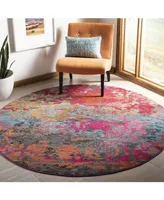 Safavieh Monaco MNC261 Fuchsia and Blue 6'7" x 6'7" Round Area Rug