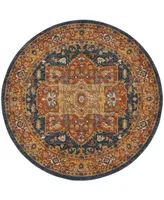 Safavieh Evoke EVK275 Blue and Orange 6'7" x 6'7" Round Area Rug