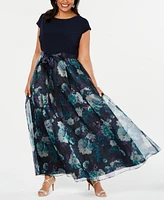 Sl Fashions Plus Size Floral-Skirt Gown