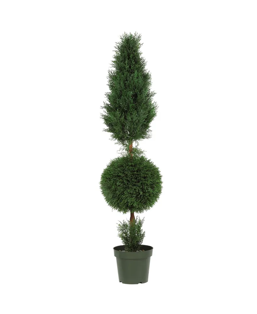 Nearly Natural 5' Cypress Ball and Cone Faux Silk Tree