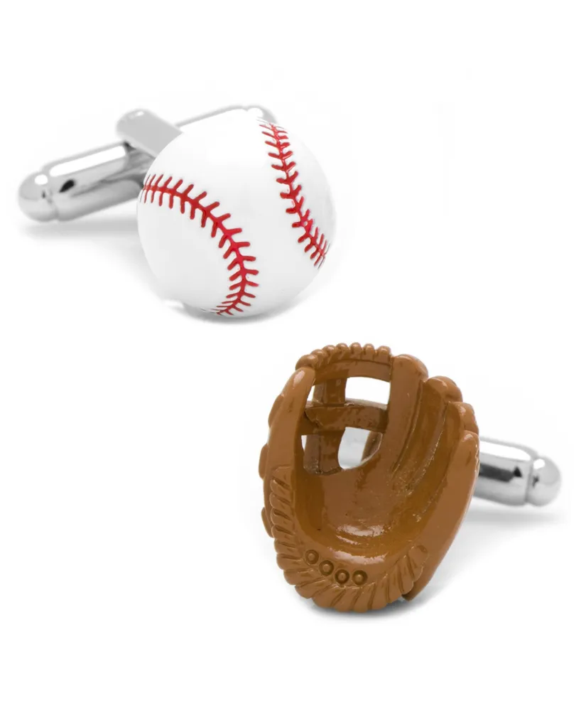 3D Baseball and Glove Enamel Cufflinks