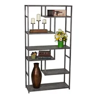 Household Essentials Slate Faux Concrete Tall Open Shelf Bookcase