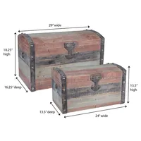 Household Essentials Set of 2 Weathered Wooden Storage Trunks