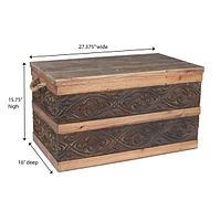 Household Essentials Metal Banded Wooden Storage Trunk
