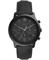 Fossil Men's Neutra Chronograph Black Leather Strap Watch 44mm