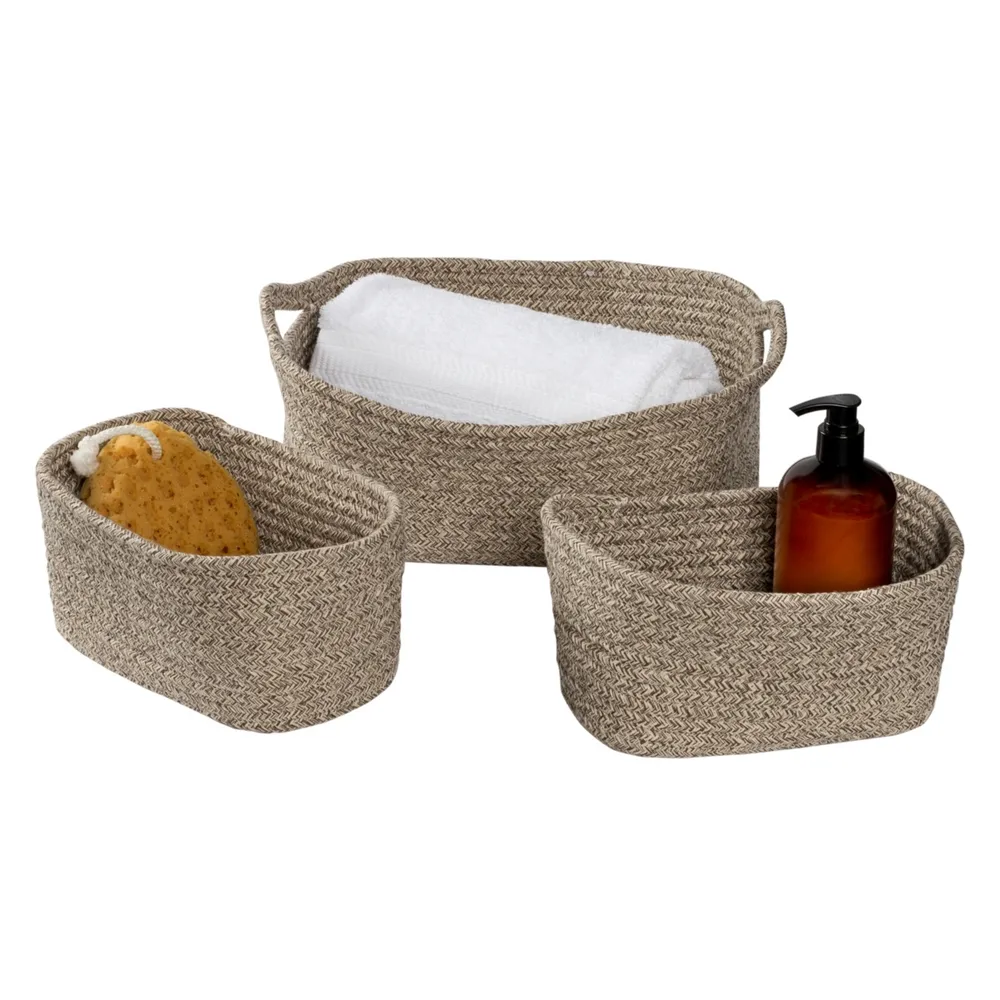 Honey Can Do Set of 3 Nested Cotton Baskets with Handles