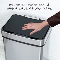 Honey Can Do 50L Stainless Steel Trash Can with Motion Sensor and Soft Close