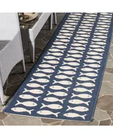 Safavieh Courtyard CY6013 Navy and Beige 2'3" x 8' Sisal Weave Runner Outdoor Area Rug