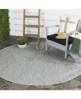 Safavieh Courtyard CY8521 Gray and Navy 6'7" x 6'7" Round Outdoor Area Rug