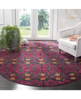 Safavieh Monaco MNC213 Pink and Multi 6'7" x 6'7" Round Area Rug