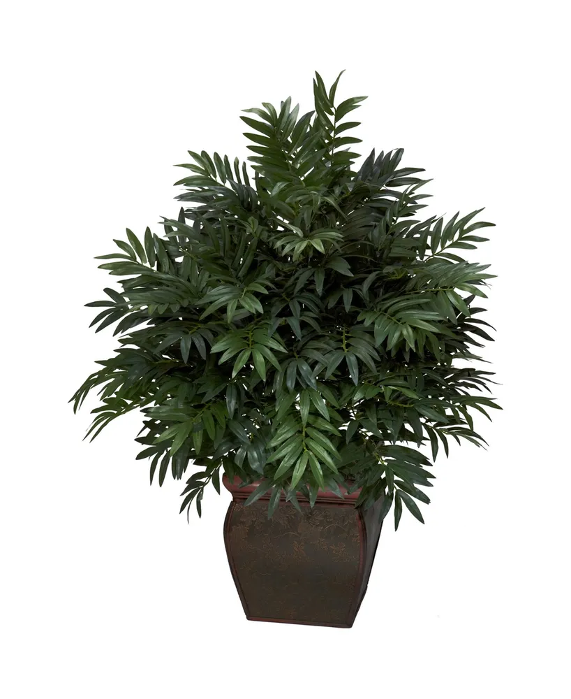 Nearly Natural Triple Bamboo Palm w/ Decorative Planter Silk Plant