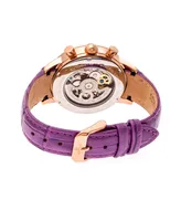 Empress Beatrice Automatic Purple Leather Watch 38mm