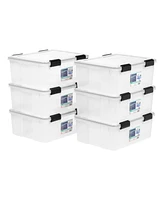 Iris 6 Pack 30.6qt Weatherpro Airtight Plastic Storage Bin with Lid and Seal and Secure Latching Buckles