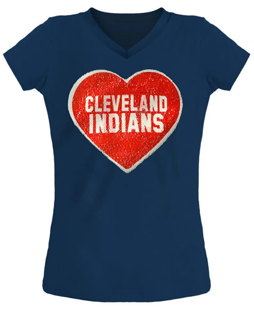 5th & Ocean Big Girls Cleveland Indians Flip Sequin T-Shirt