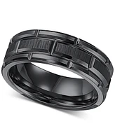 Triton Men's Ring, 8mm Wedding Band White or Black Tungsten