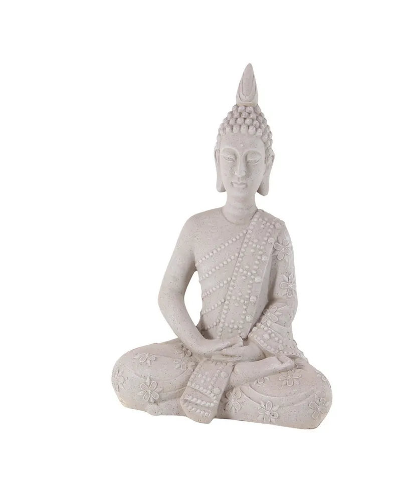 Grey Magnesium Oxide Buddha Garden Sculpture, 28 x 19 x 13