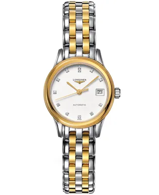 Longines Women's Swiss Automatic Flagship Diamond Accent Two Tone Stainless Steel Bracelet Watch 26mm L42743277