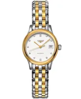 Longines Women's Swiss Automatic Flagship Diamond Accent Two Tone Stainless Steel Bracelet Watch 26mm L42743277