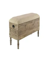 Rustic 20" x 47" Three-Drawer Storage Bench with Cushioned Seat