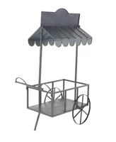 Rosemary Lane Farmhouse Iron Flower Cart with Roof