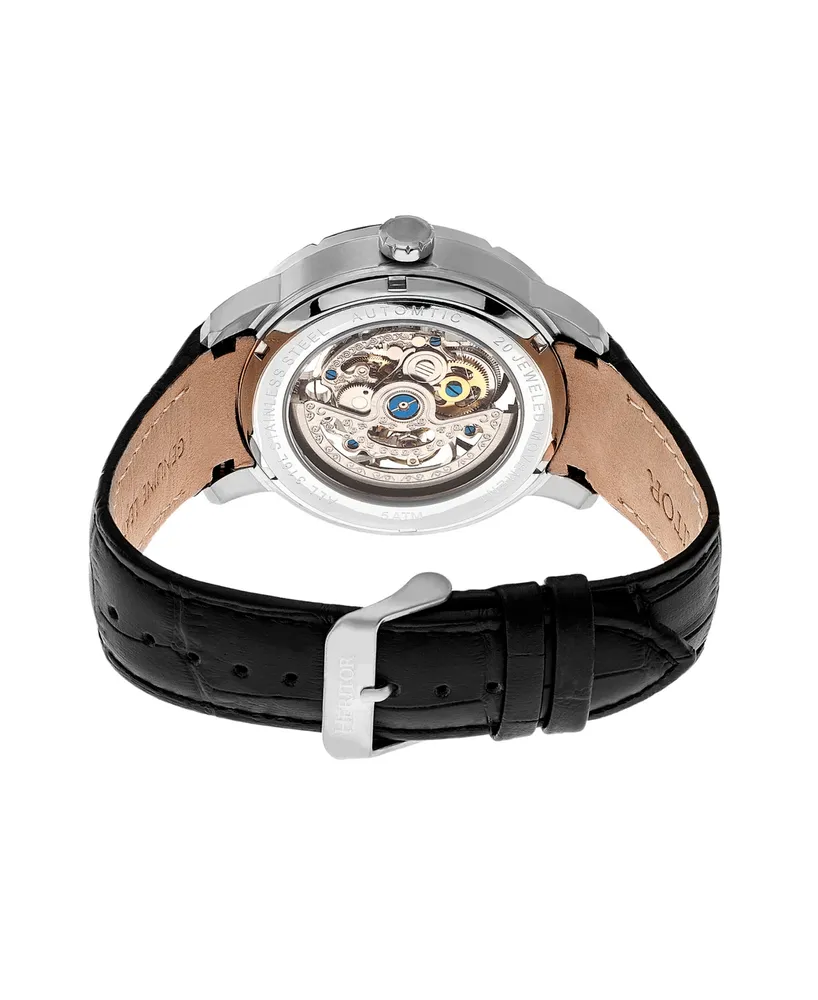 Heritor Automatic Ryder Genuine Leather Watch 44mm