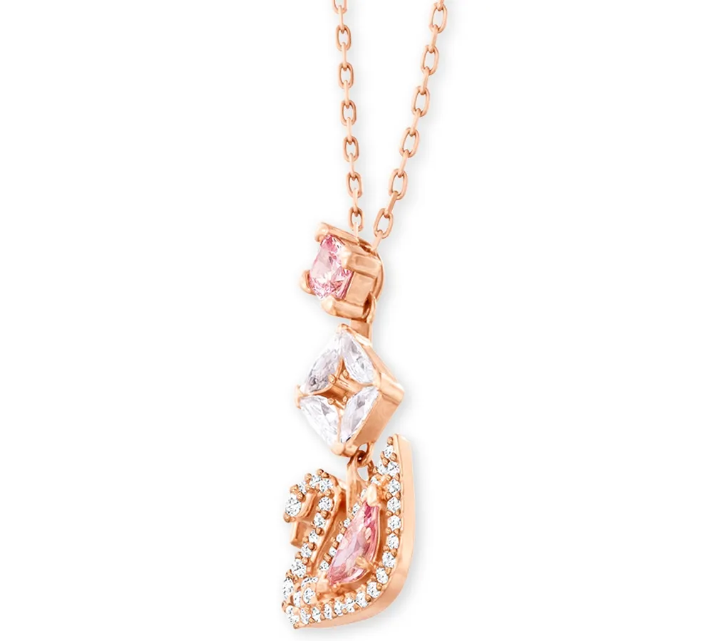 Swarovski Rose Gold-Tone Crystal Iconic Swan Pendant Necklace, 14-7/8" + 2" extender