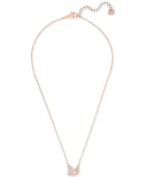 Swarovski Rose Gold-Tone Crystal Swan Pendant Necklace, 14-7/8" + 2" extender