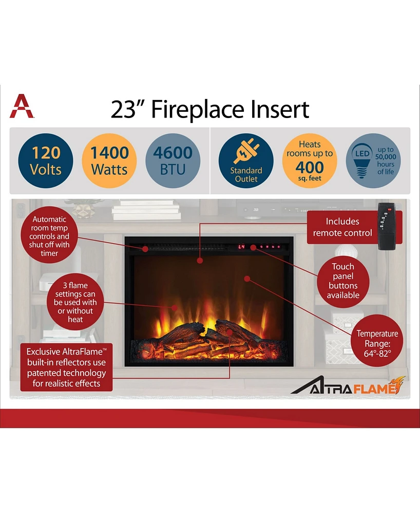 Ameriwood Home Zane Fireplace Tv Console With Glass Doors For Tvs Up To 60 Inches