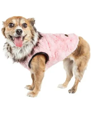 Pet Life Luxe Pinkachew Charming Faux Fur Dog Coat Jacket