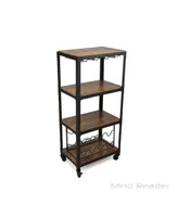 Mind Reader 4 Tier Wood and Metal Cart with Wine Rack